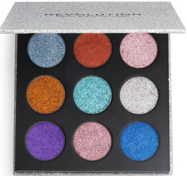 Paleta profesionala glitter 9 nuante, efect stralucitor, Makeup Revolution London, Illusion Illusion