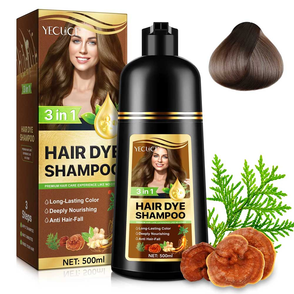 Sampon Premium 3 in 1 pentru Colorarea Parului, Anti Cadere, Regenerare cu Ghimbir si Ginseng, 500 ml,  5 Dark Coffee #5 Dark Coffee