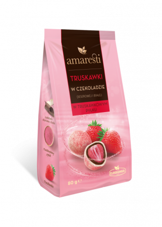 Ciocolata - AMARESTI Capsuni in Mix de ciocolata (alba si neagra) 80g