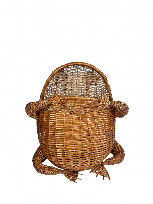Broscuță decorativă împletită manual din răchită – coș de depozitare rustic, unicat [3]