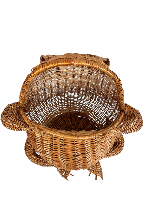 Broscuță decorativă împletită manual din răchită – coș de depozitare rustic, unicat [4]
