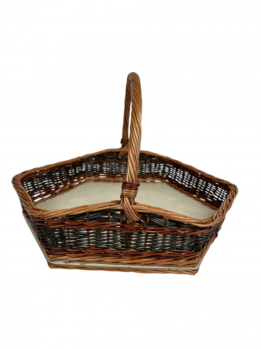 Coș hexagonal din răchită împletită manual, cu toarta [4]