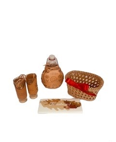 Cosulet Cadou-Sticla si Pahare Imbracate in Piele [3]