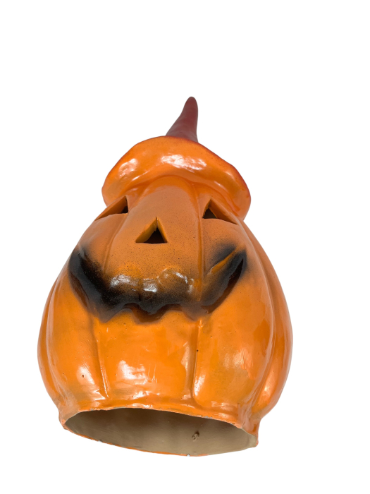 Decorațiune ceramică de Halloween – Dovleac cu pălărie, pictat manual [5]
