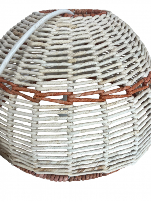 Lampă Abajur Conica pentru Agățat în Tavan – Împletitură Manuală din Pănușă cu Structură de Metal [3]