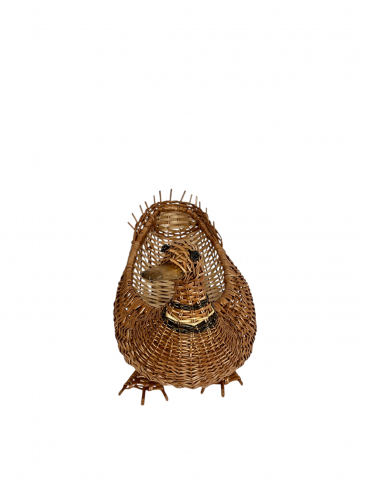 Rață decorativă împletită manual din răchită – coș de depozitare rustic, unicat [3]