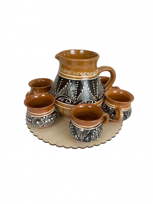 Set Carafa si cescute din Ceramica de Corund, pentru Bauturi [2]