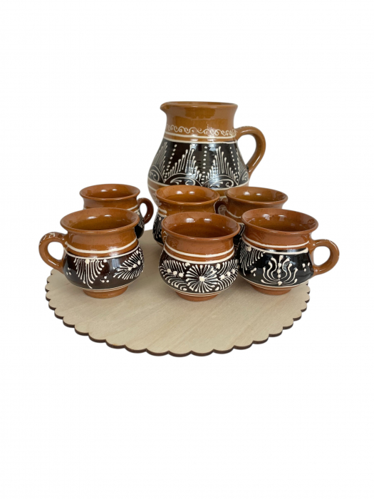 Set Carafa si cescute din Ceramica de Corund, pentru Bauturi [1]