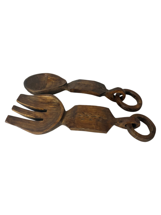 Set decorativ lingură și furculiță din lemn sculptat [2]