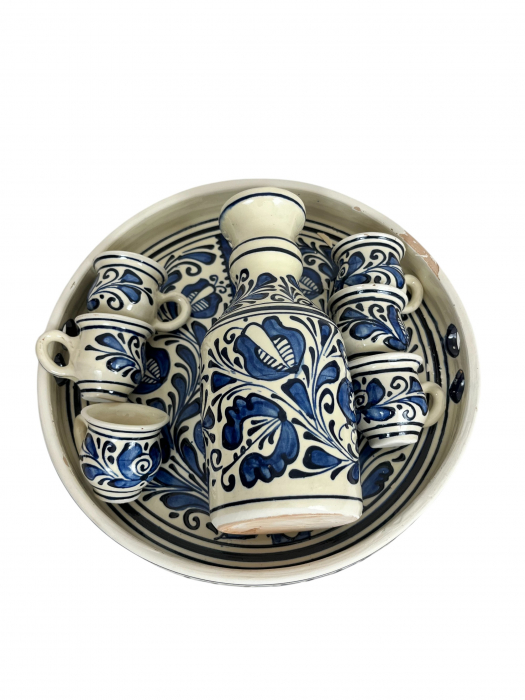 Set Tuica sau Visinata, pictat albastru, din Ceramica de Corund [1]