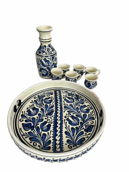 Set Tuica sau Visinata, pictat albastru, din Ceramica de Corund [2]