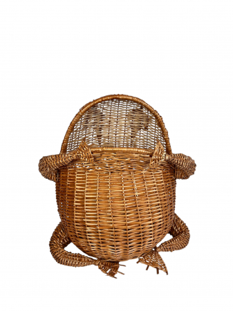 Broscuță decorativă împletită manual din răchită – coș de depozitare rustic, unicat [2]