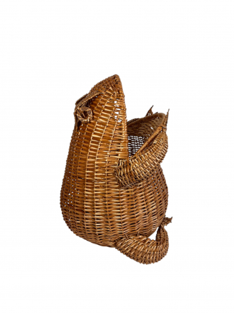 Produse din Rachita, Papura, Paie - Broscuță decorativă împletită manual din răchită – coș de depozitare rustic, unicat