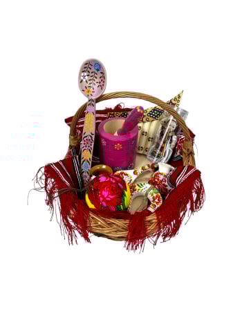 Produse din Rachita, Papura, Paie - Coș cadou-3 cu produse lucrate manual – un dar autentic, plin de tradiție