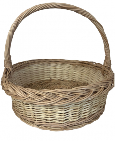 Produse din Rachita, Papura, Paie - Cos din Rachita, Rotund cu Toarta- 40 cm