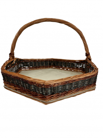 Produse din Rachita, Papura, Paie - Coș hexagonal din răchită împletită manual, cu toarta