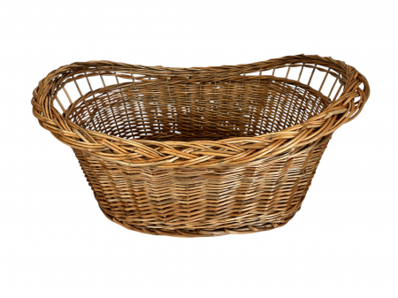 Coș oval împletit din răchită, dimensiune medie, cu decor tradițional – pentru cadouri, plocon, decor rustic, artizanal românesc [1]