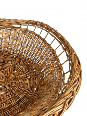 Coș oval împletit din răchită, dimensiune medie, cu decor tradițional – pentru cadouri, plocon, decor rustic, artizanal românesc [3]