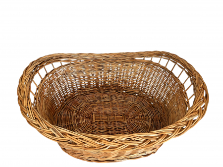 Coș oval împletit din răchită, dimensiune medie, cu decor tradițional – pentru cadouri, plocon, decor rustic, artizanal românesc [2]