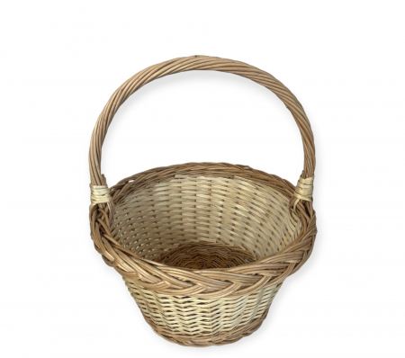 Produse din Rachita, Papura, Paie - Cos Rotund cu Toarta- 30 cm