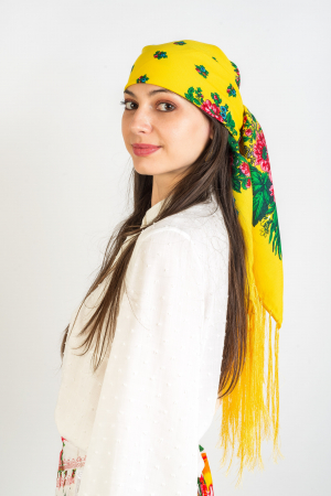 Fashion si Bijuterii - Sal din bumbac fin cu motive etno, 120 cm