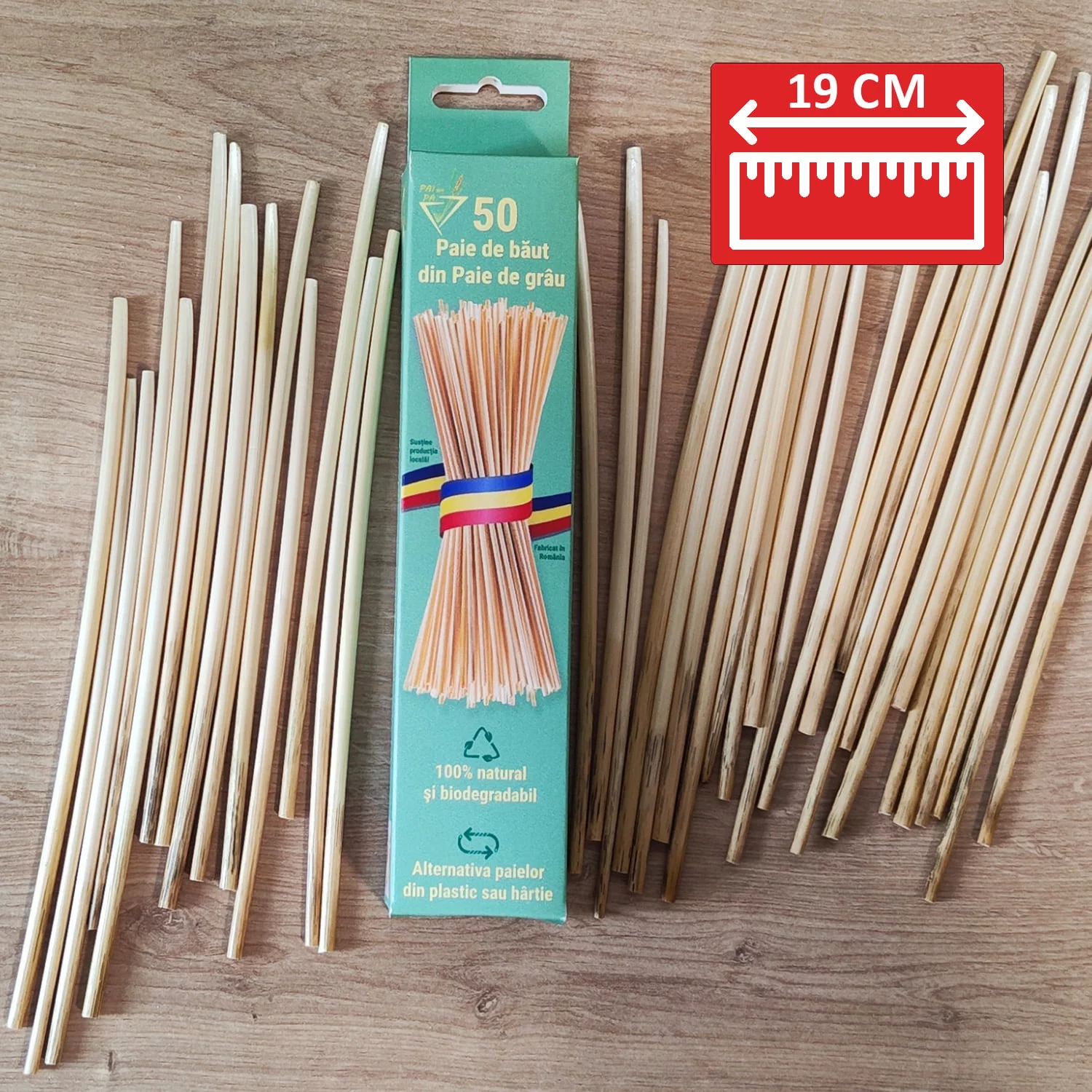 Proiecte speciale - Paie de băut premium din tulpini de grâu 19 cm, 50 buc