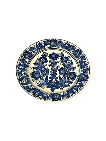 Ustensile si vase de bucatarie - Platou din ceramică pictat manual- 28 cm