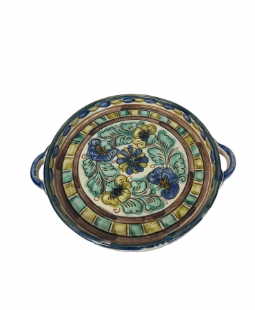 PRODUSE DIN STICLA SI CERAMICA - Platou Rotund din Ceramica de Corund, Pictat Manual- 22 cm