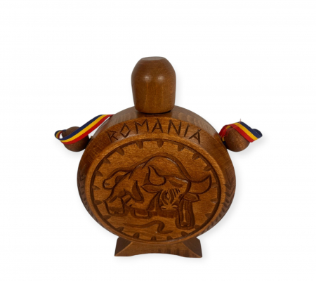 Ploscă Tradițională din Lemn Sculptată Manual – Cadou Eleganță pentru Nuntă și Decor [2]