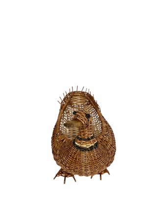 Rață decorativă împletită manual din răchită – coș de depozitare rustic, unicat [2]