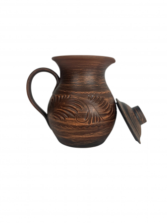 set-carafa-cu-capac-si-4-cescute-din-lut-confectionate-manual [3]
