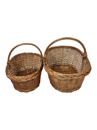 Produse din Rachita, Papura, Paie - Set Doua Cosuri Oval cu decor, din Rachita