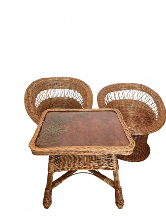 PRODUSE DIN LEMN - Set mobilier din răchită pentru terasă – unicat, lucrat manual