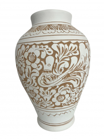 Vază Alba din Ceramică de Corund – Lucrată Manual [1]
