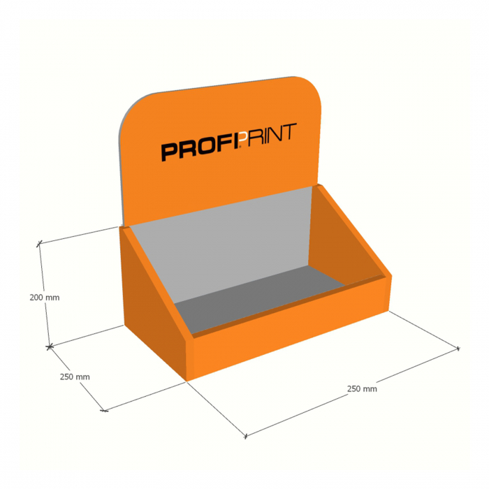 Angled tray-counter display with header [3]