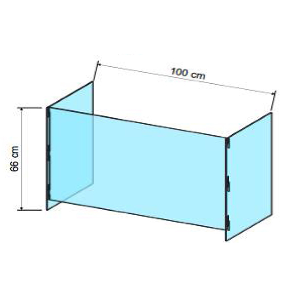 Detachable protective screen L 100 x D 30 x H 66 / PMMA 8mm [1]