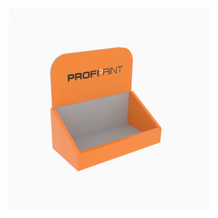 standuri carton - Angled tray-counter display with header