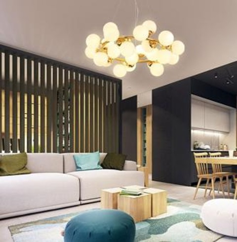 Lustra led 45, 25, 15 globuri Gold/ Black [2]