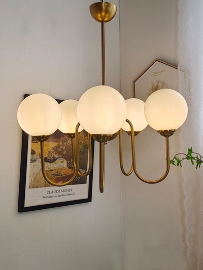 Lustra led 5 globuri gold [1]