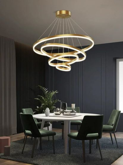Lustra led dimabila 220w cu telecomanda 3 functii Aurie [2]