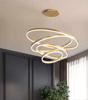 Lustra led dimabila 220w cu telecomanda 3 functii Aurie [4]