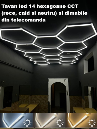 14 Hexagoane LED Honeycomb - 14 Hexagoane LED Honeycomb CCT cu telecomanda