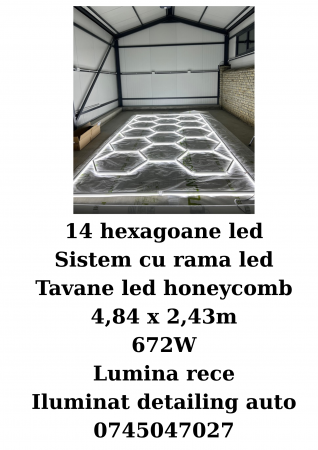 Oferte speciale - 14 hexagoane led honeycomb pentru detailing auto si ateliere auto