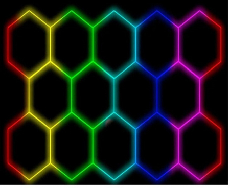 Iluminat industrial led - 14 hexagoane led Honeycomb RGB + Telecomanda