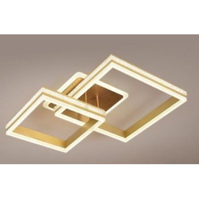 Lustra led Living - Lustra led dimabila 160w cu telecomanda 3 functii Aurie cu cristale