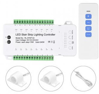 Kit Iluminat scari - Iluminat inteligent pentru maxim 16 trepte-controler cu telecomanda
