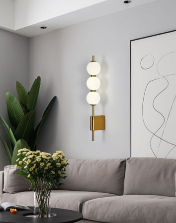 Lustra led Living - Aplica led perete 3 globuri gold