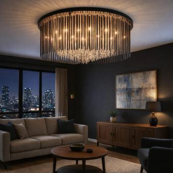 Oferte speciale - Candelabru led elegant Cristal  Black rotund 80, 60, 40cm