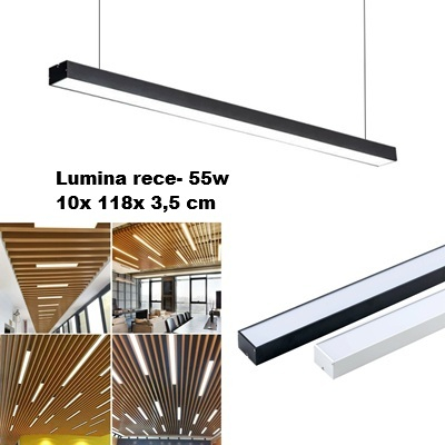 Oferte speciale - Corp de iluminat led suspendat 118x10cm 55cm alb/negru