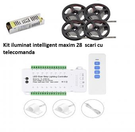 Iluminat inteligent - Kit iluminat inteligent 28 scari cu senzori si telecomanda pentru iluminat cu stil